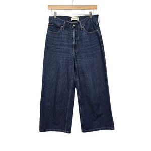 Abercrombie & Fitch The Crop Wide Leg High Rise Jeans Dark Indigo 26 2 Short